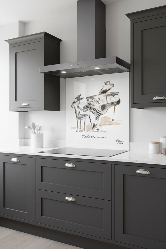 Tickle the Ivories Splashback Dark Kitchen