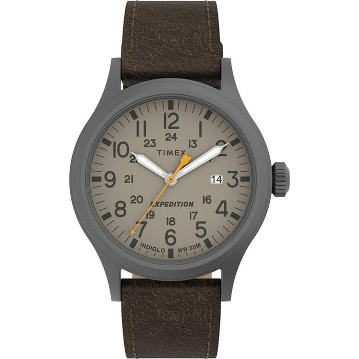 Timex Expedition Scout - Khaki Dial - Brown Leather Strap - NORTH RIVER OUTDOORS