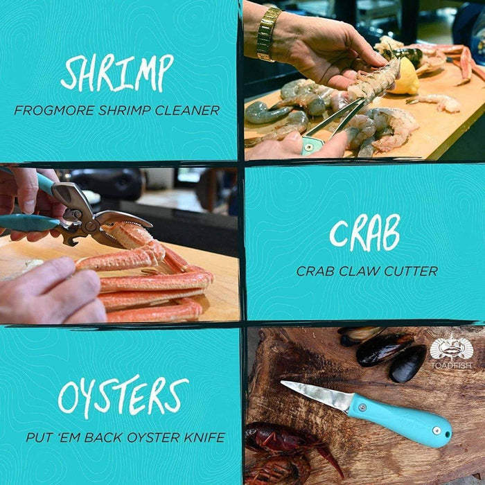Toadfish Coastal Kitchen Collection - Crab Cracker, Shrimp Deveiner and Oyster Knife - NORTH RIVER OUTDOORS