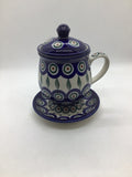 Traditional Peacock Mug w/Infuser and Saucer 12oz