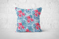 Tropical Hibiscus Cushion (Blue)