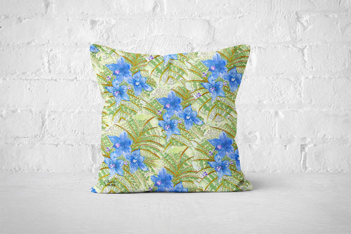 Tropical Hibiscus Cushion (Green)