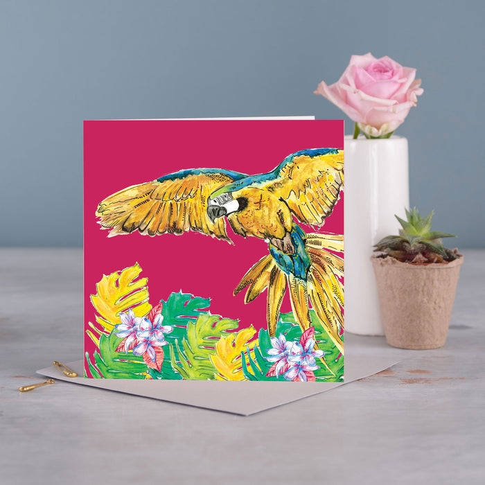Tropical Parrot Greetings Card - Pack of 6