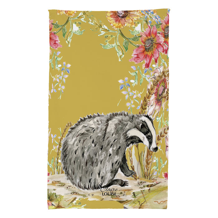 Whimsical Badger Tea Towel