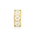 Gold enamel daisy bead charm with white petals and yellow dot centers