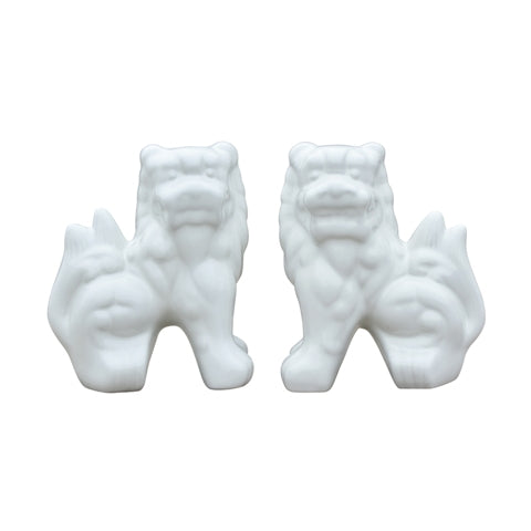 White Pair of Porcelain Foo Dog 6.5"