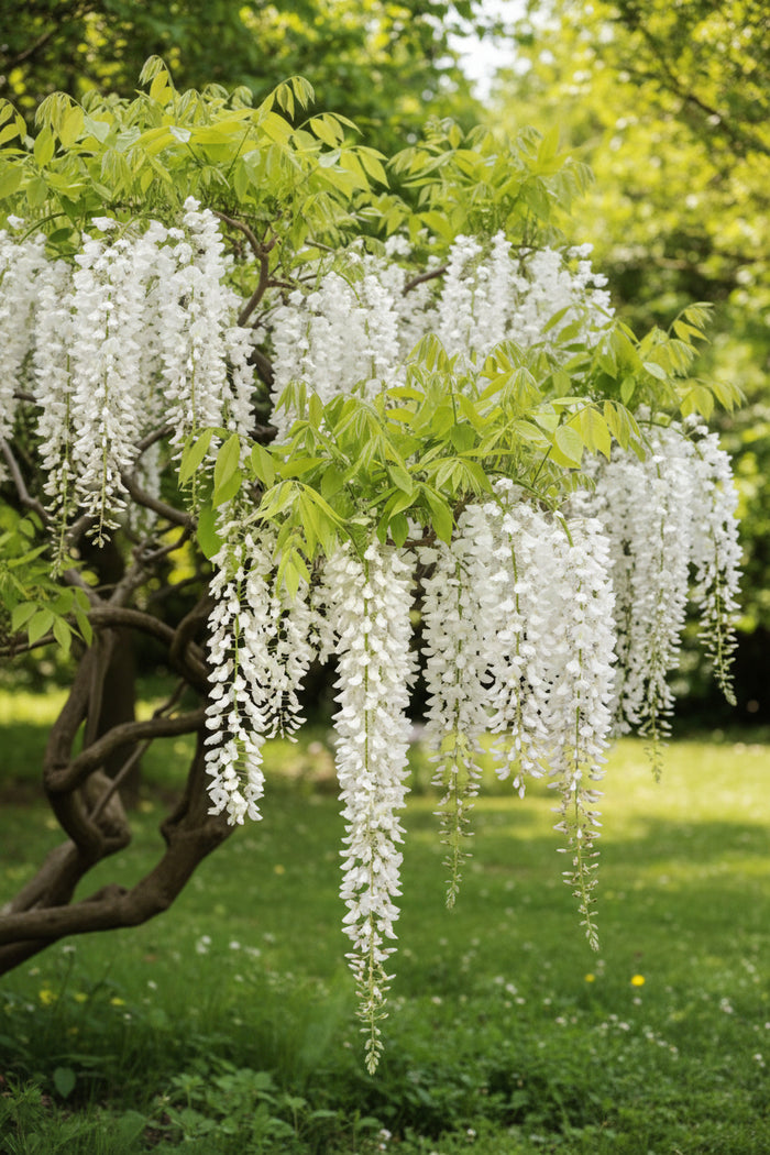White wisteria plant