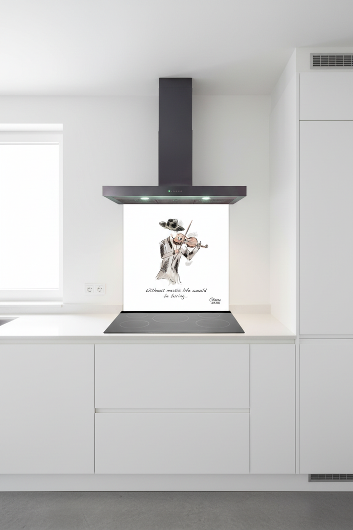 Without Music Splashback White Kitchen