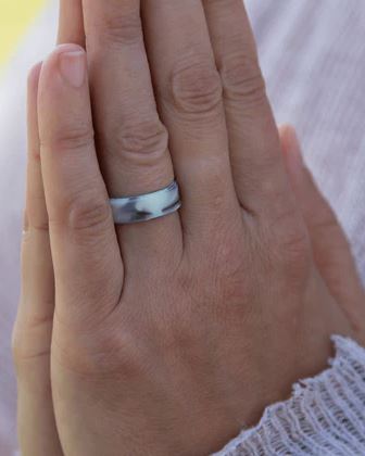 Women's Switch Reversible Silicone Ring Marble and Aqua