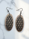 Wooden Oval Flower Earrings by Mobile Bay Woodworking