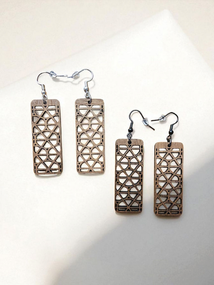 Wooden Rectangle Earrings by Mobile Bay Woodworking
