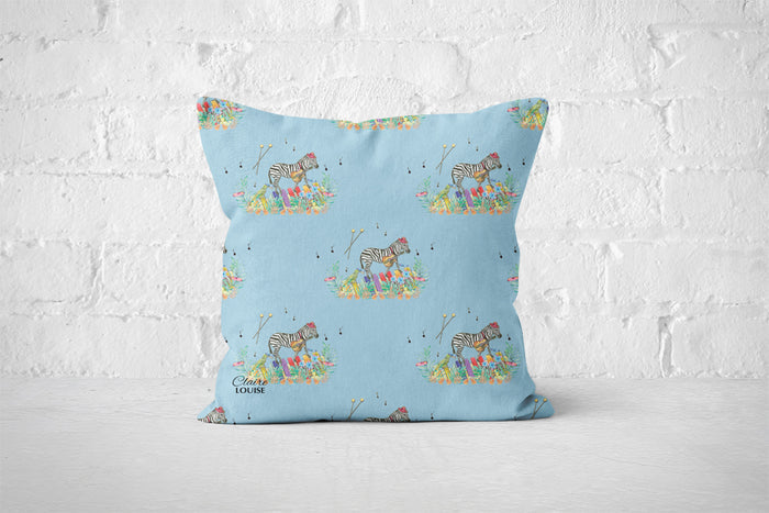 Ziggy The Zebra Watercolour Patterned Cushion