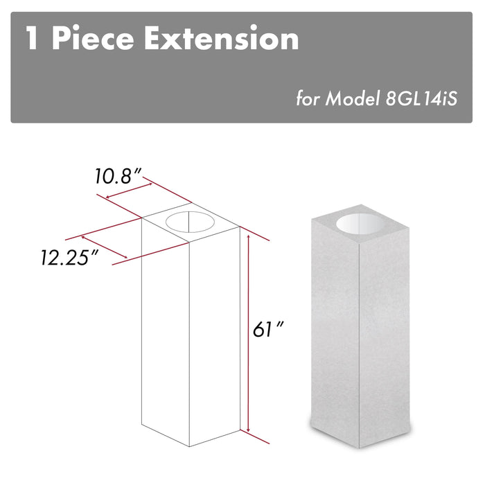 ZLINE 61" Snow Finished Stainless Steel Chimney Extension For Ceilings Up To 12.5 Ft. (8GL14iS-E) - Farmhouse Kitchen and Bath